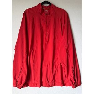 Adidas ClimaProof  Wind Golf Jacket Men Large Red Half Zip Lightweight Training